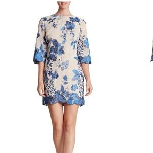 Dress the Population‎ Nude Lace Floral Long Sleeve Dress Large